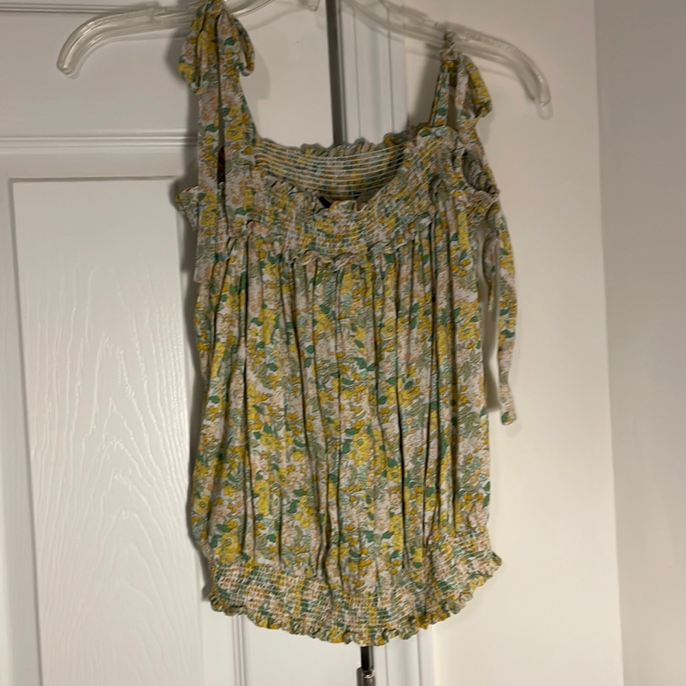 Floral tie strap tank top